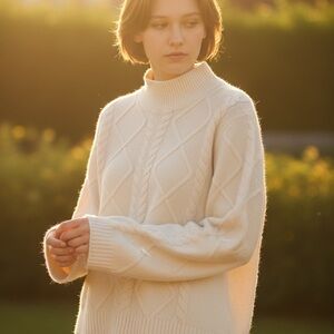 LOFT Cream Turtleneck Sweater for Women